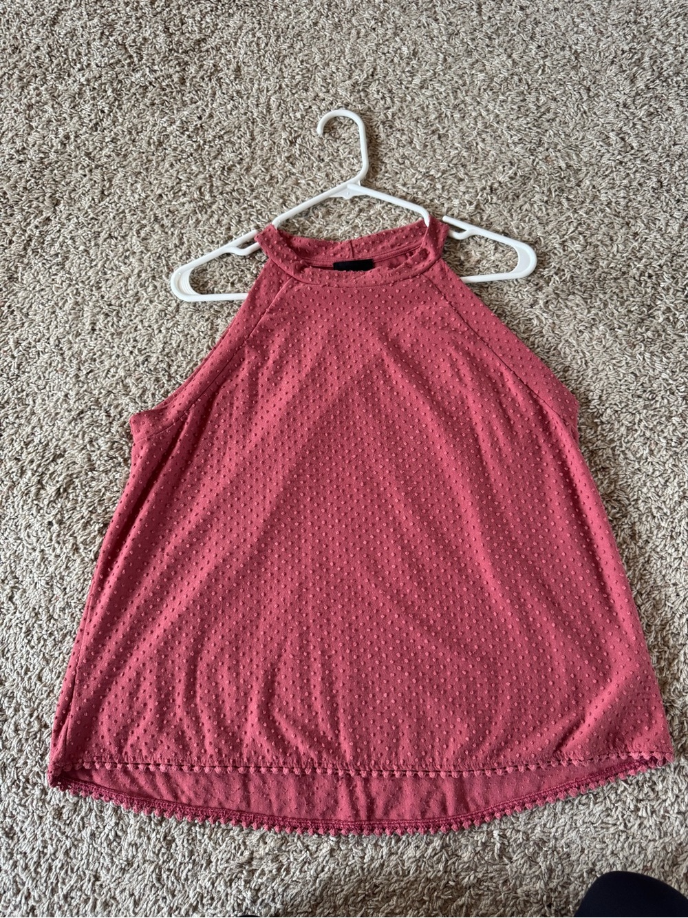 W5 Sleeveless High-Neck Eyelet Tank Top - Rose Pink